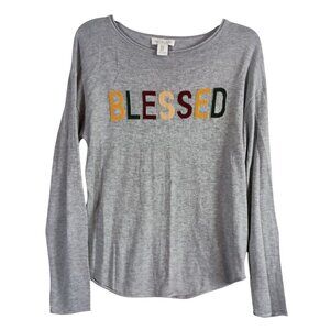 Rachel Zoe BLESSED Cashmere Blend Sweater M Grey Multicolor Soft Lightweight